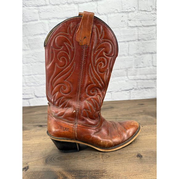 Dingo Mens Leather Western Cowboy Boots Brown Size 9 D Boho Festival Rodeo - Picture 7 of 11